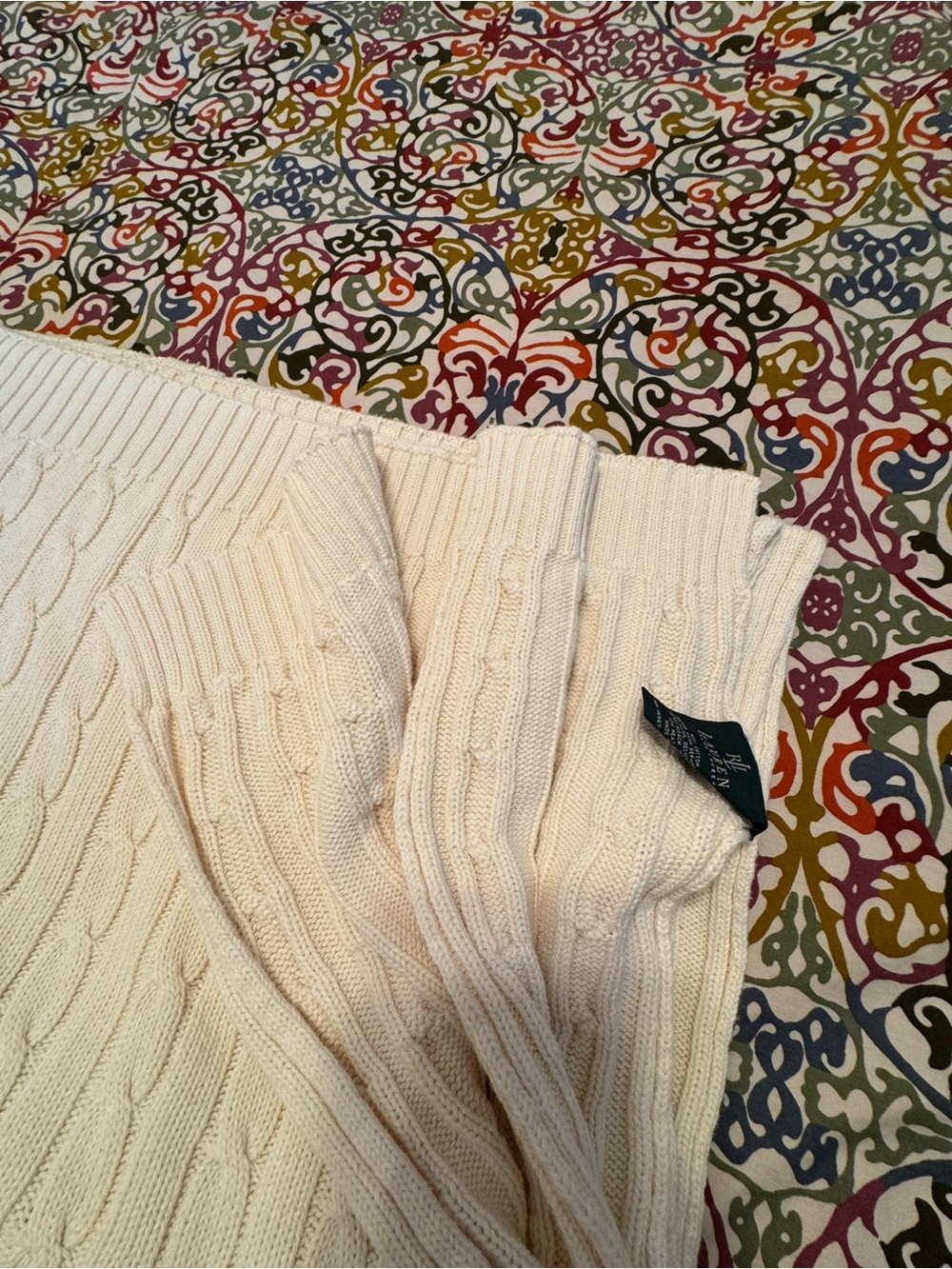 Lauren Ralph Lauren cream cable knit blanket - Picture 5 of 5